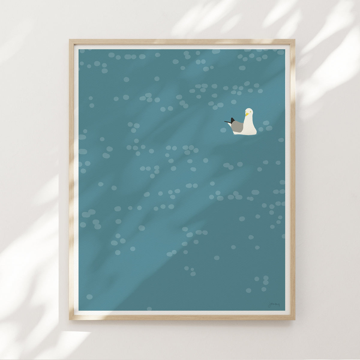 Seagull Floating on Water Signed Art Print - 140724