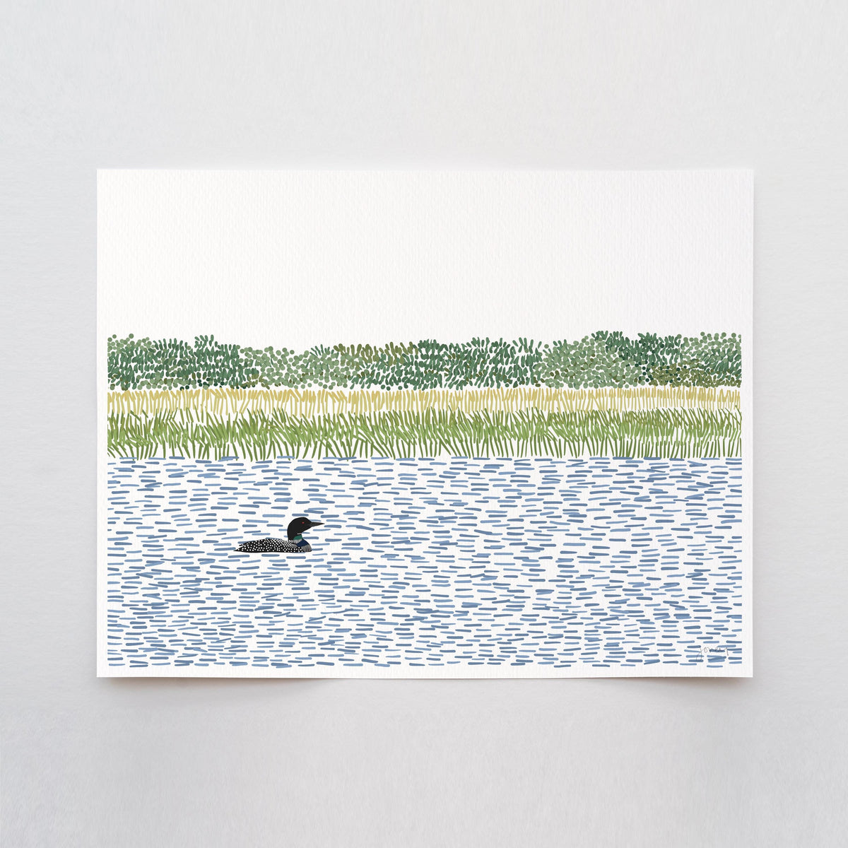 Loon on a River Signed Art Print - 250602