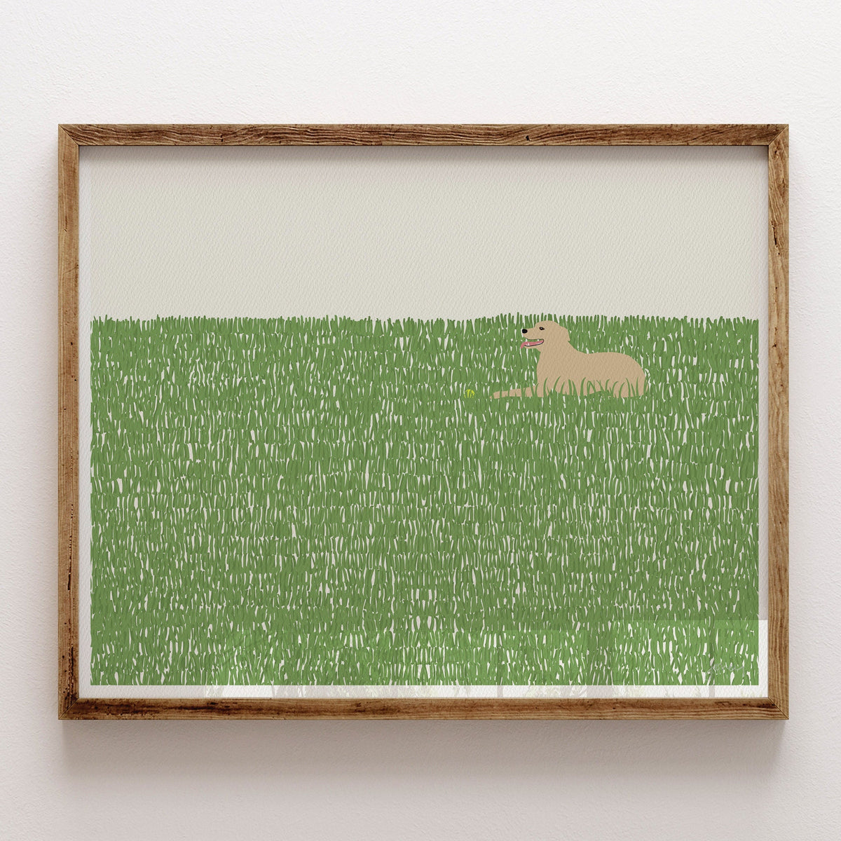 Happy Labrador in the Grass Signed Art Print - 141008