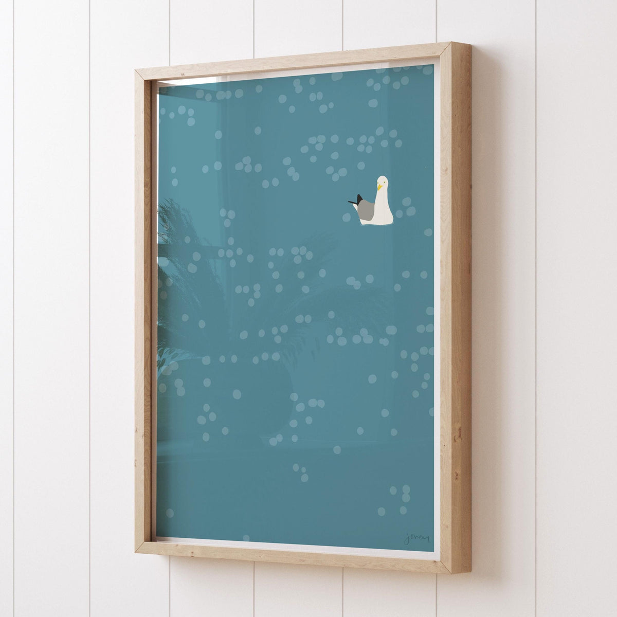 Seagull Floating on Water Signed Art Print - 140724