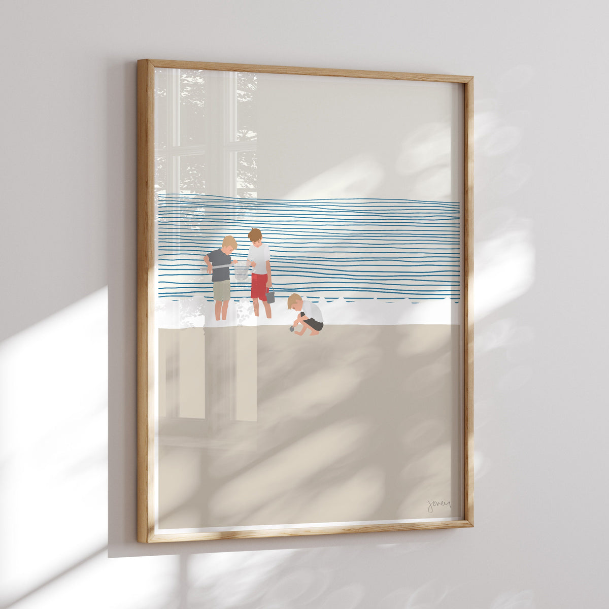 Three Brothers on the Beach Signed Art Print - 140619