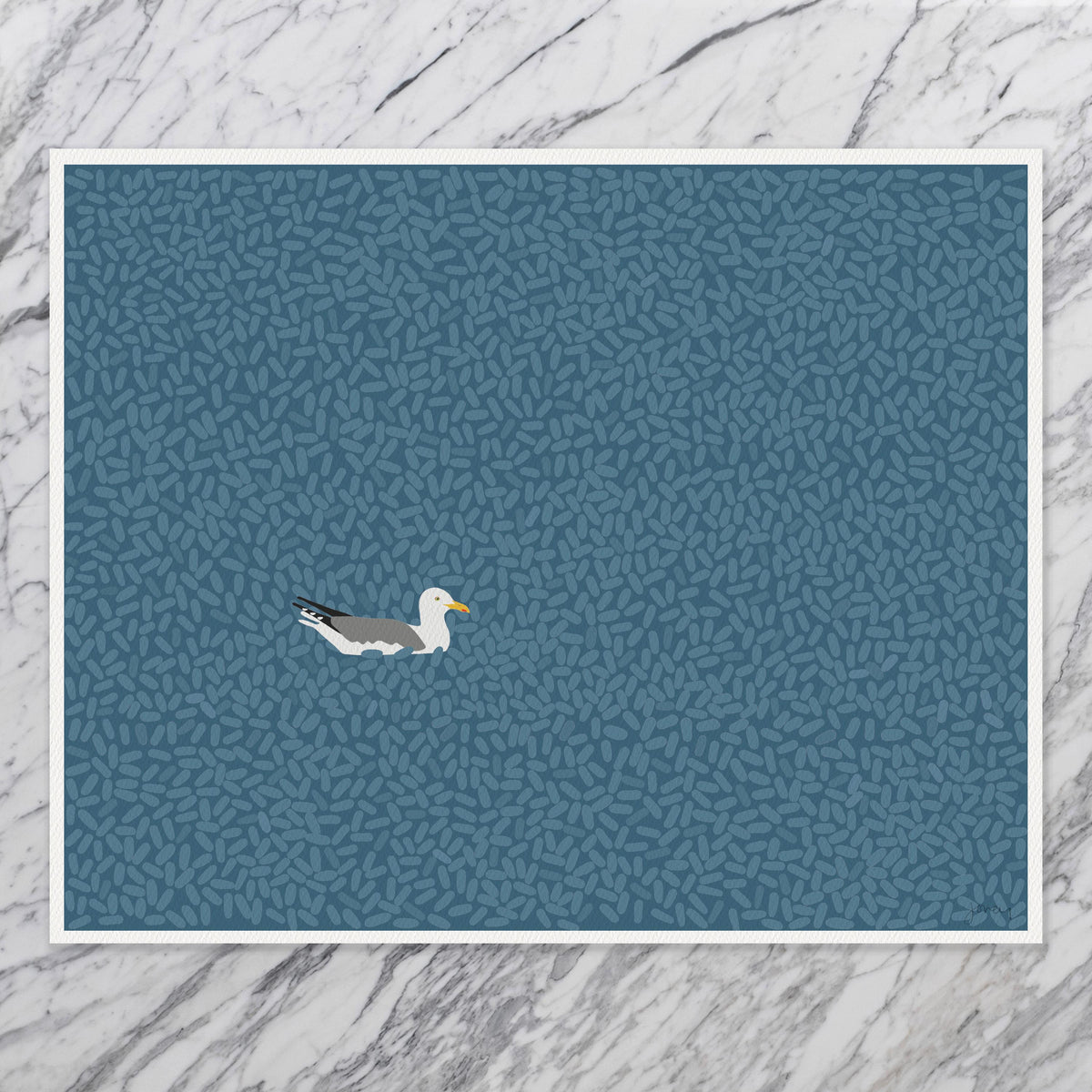 Seagull on Windy Water Signed Art Print - 250614