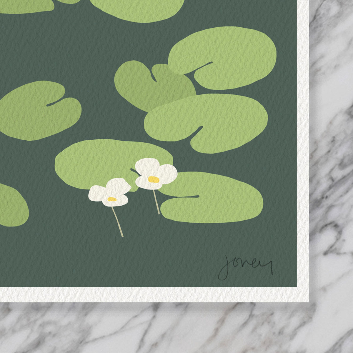 Heron in Lily Pads Signed Art Print - 250413