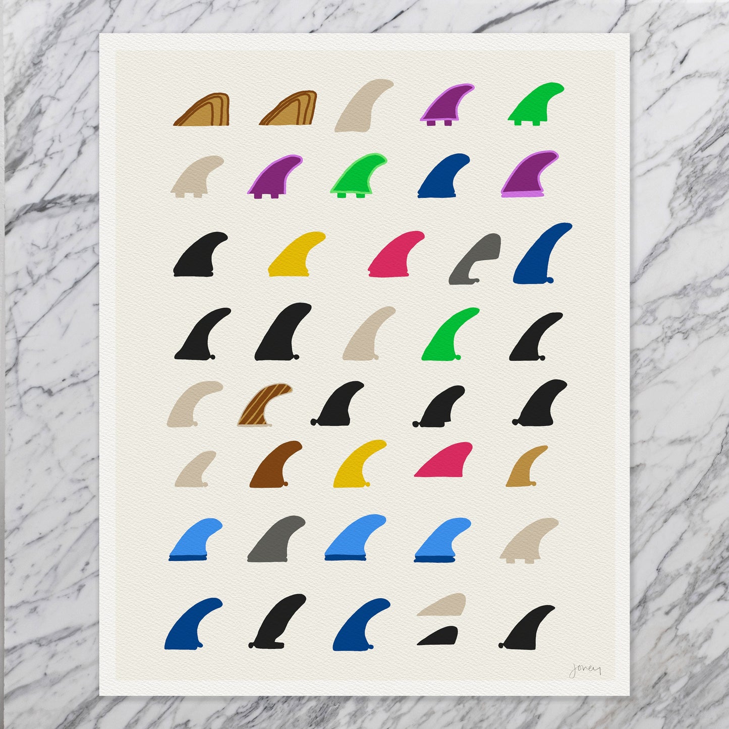 Families of Surfboard Fins Art Print - Unframed or Framed  - 120305