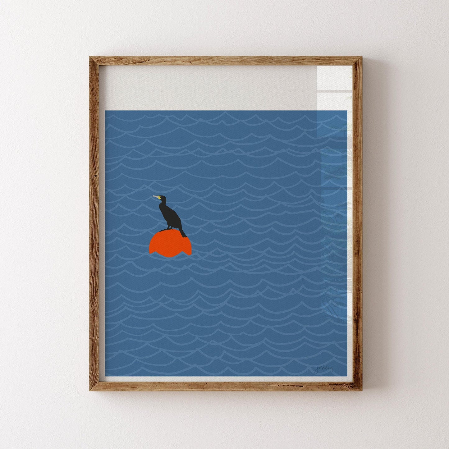Cormorant on Mooring Art Print - Framed or Unframed - 140812