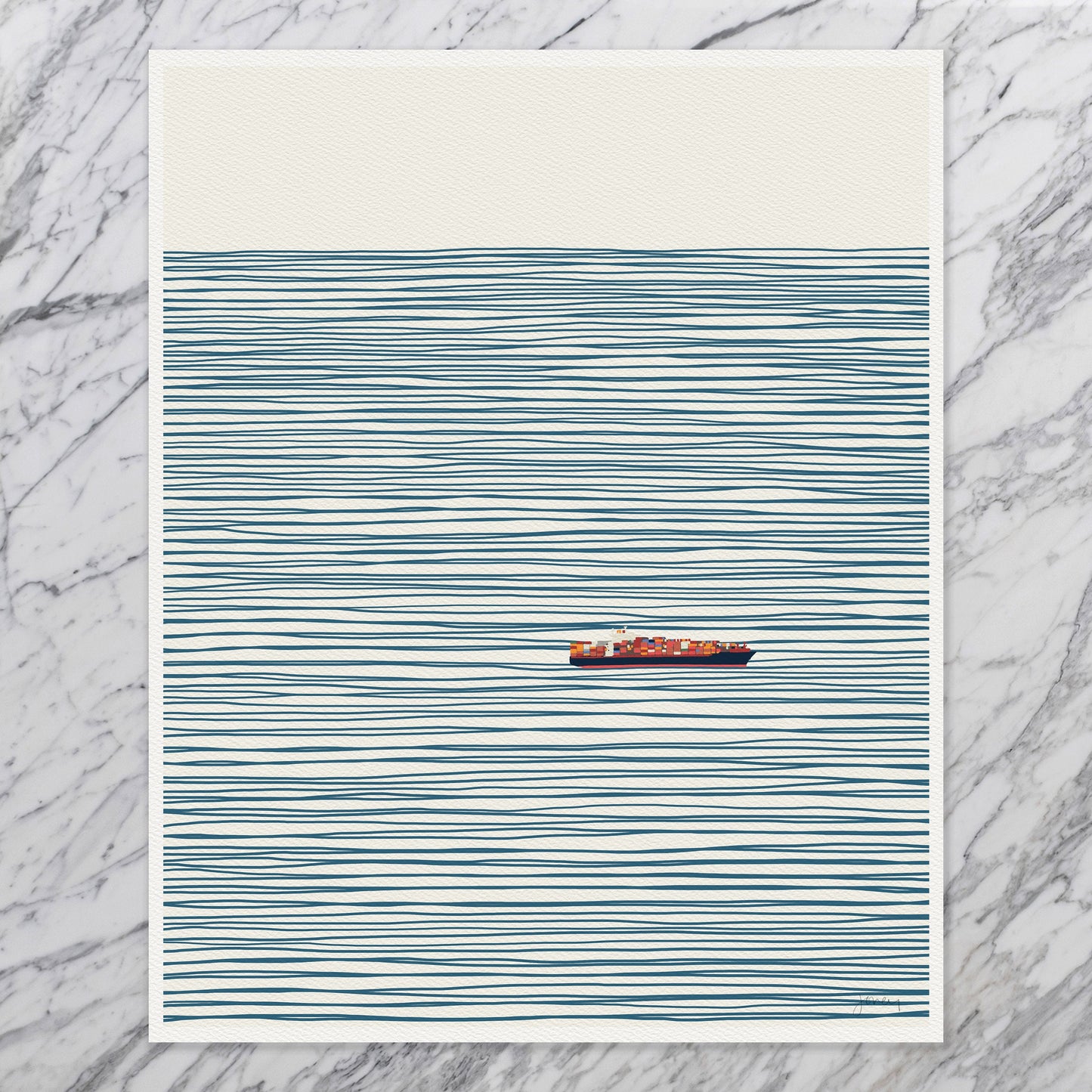 Container Ship on Ocean Art Print -  Unframed or Framed - 140127