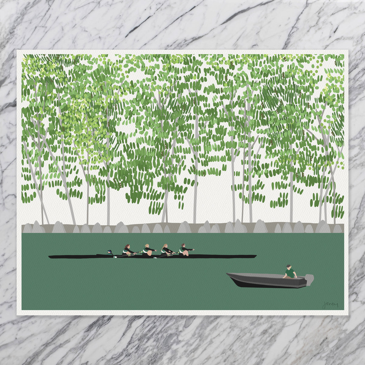 Brooks School Crew Race, signed art print