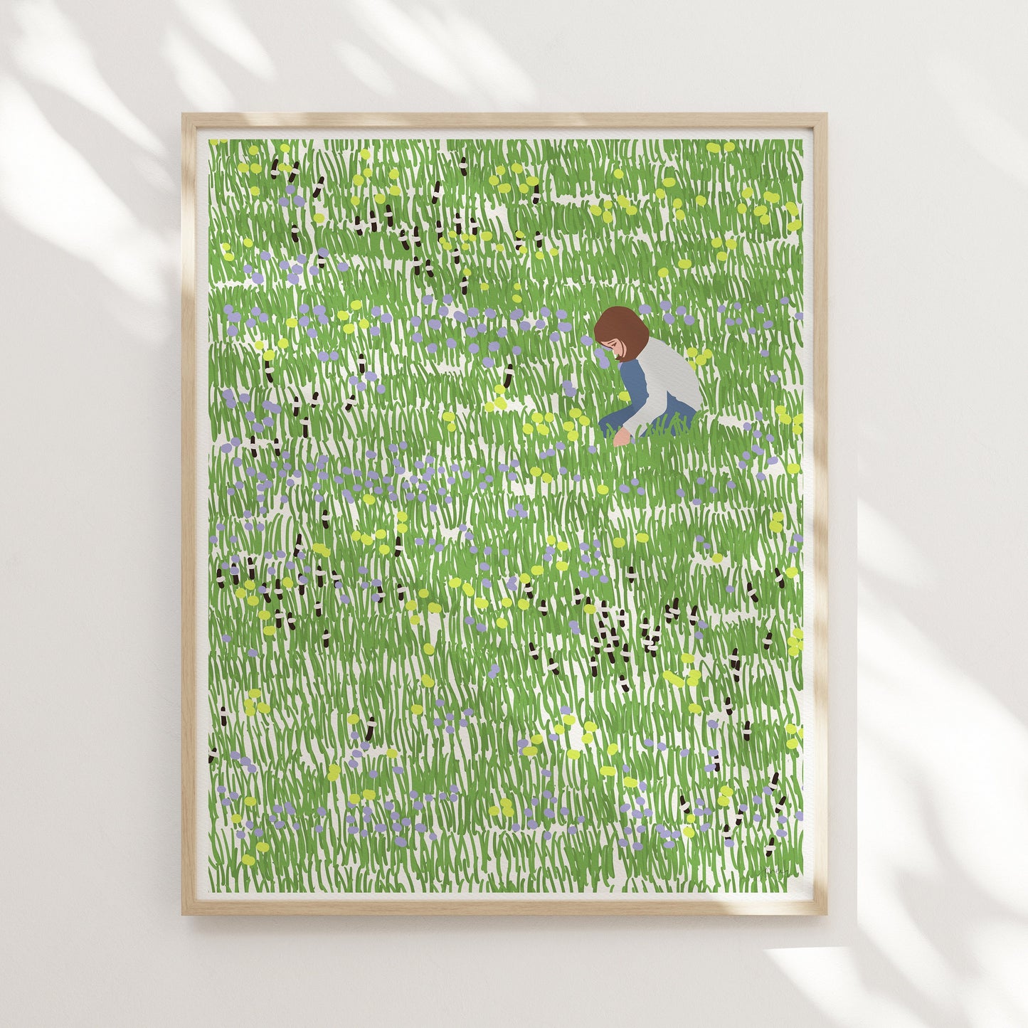 Girl Gathering Flowers Art Print - Unframed or Framed - 140410