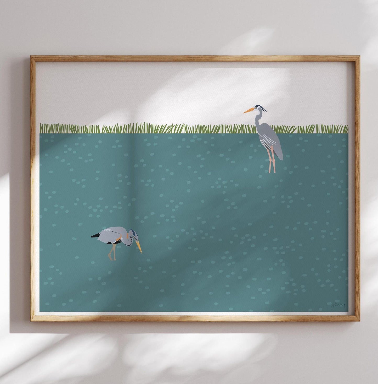 Pair of Great Blue Herons Art Print - Unframed or Framed - 211010