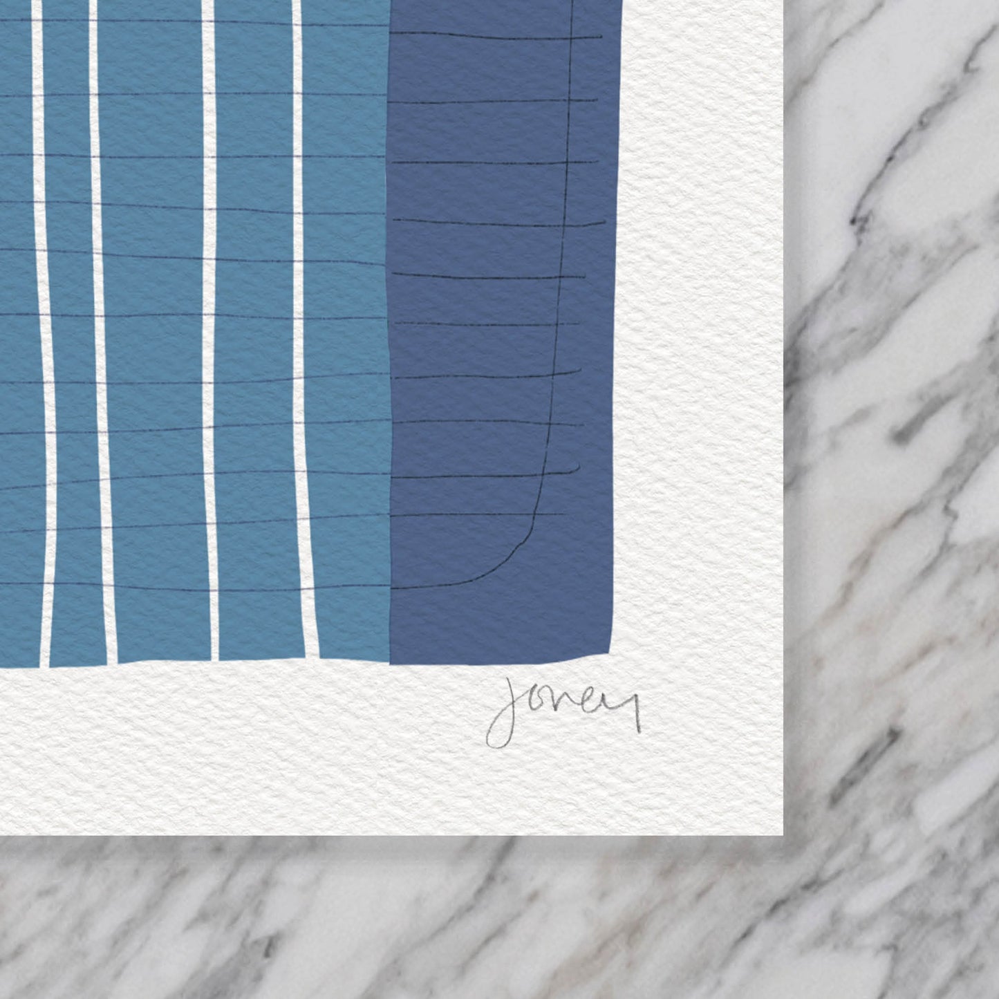 Blue Calming Abstract Art Print - Unframed or Framed - 190326