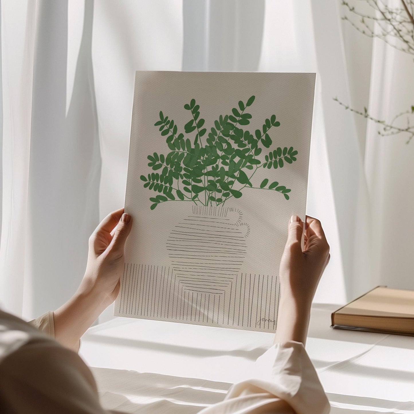 Acacia Leaves Still Life Art Print - Unframed or Framed - Botanical Home Decor - 200804