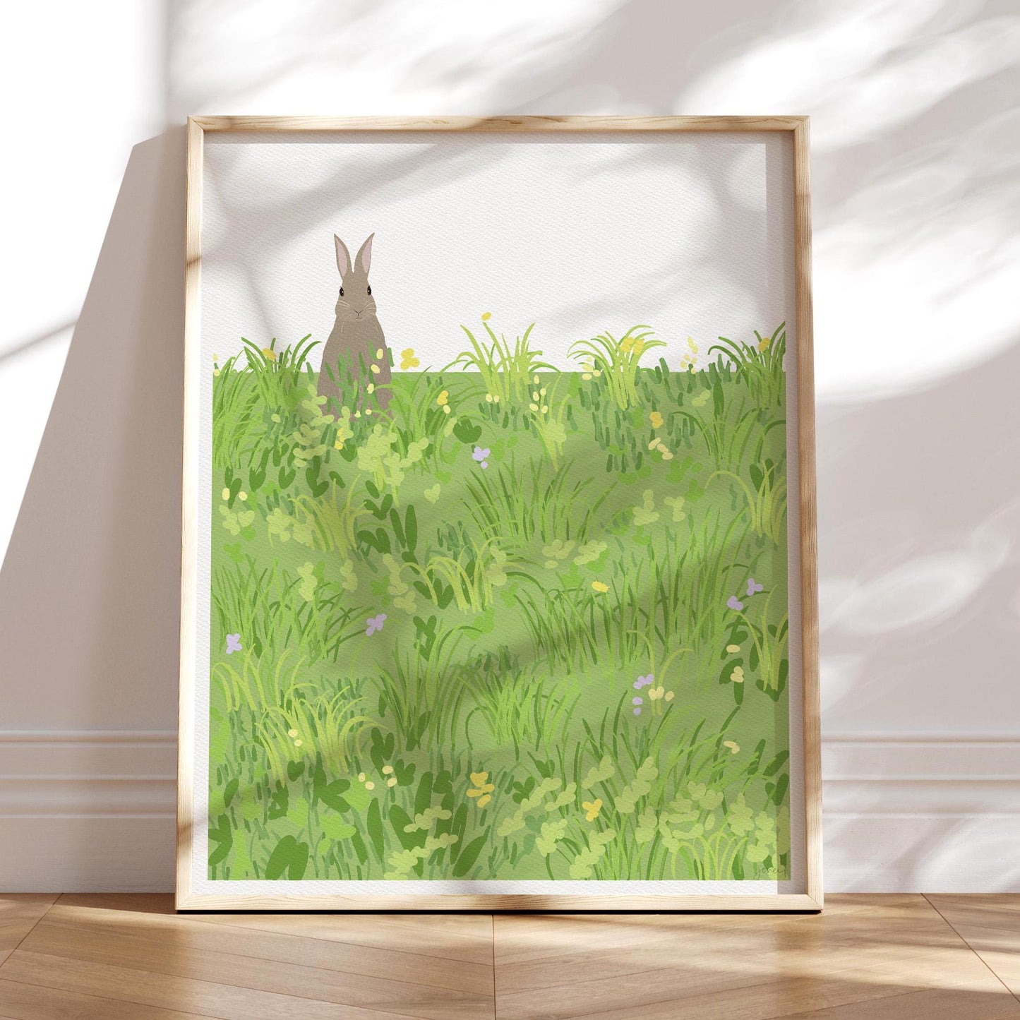 Bunny in the Grass Art Print - Unframed or Framed - 130307