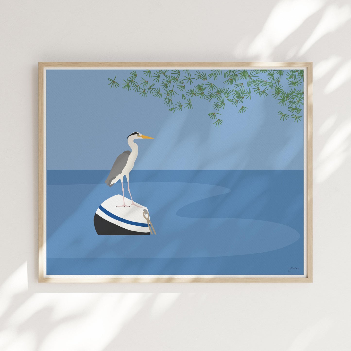 Heron on a Buoy Art Print – Signed - 260712