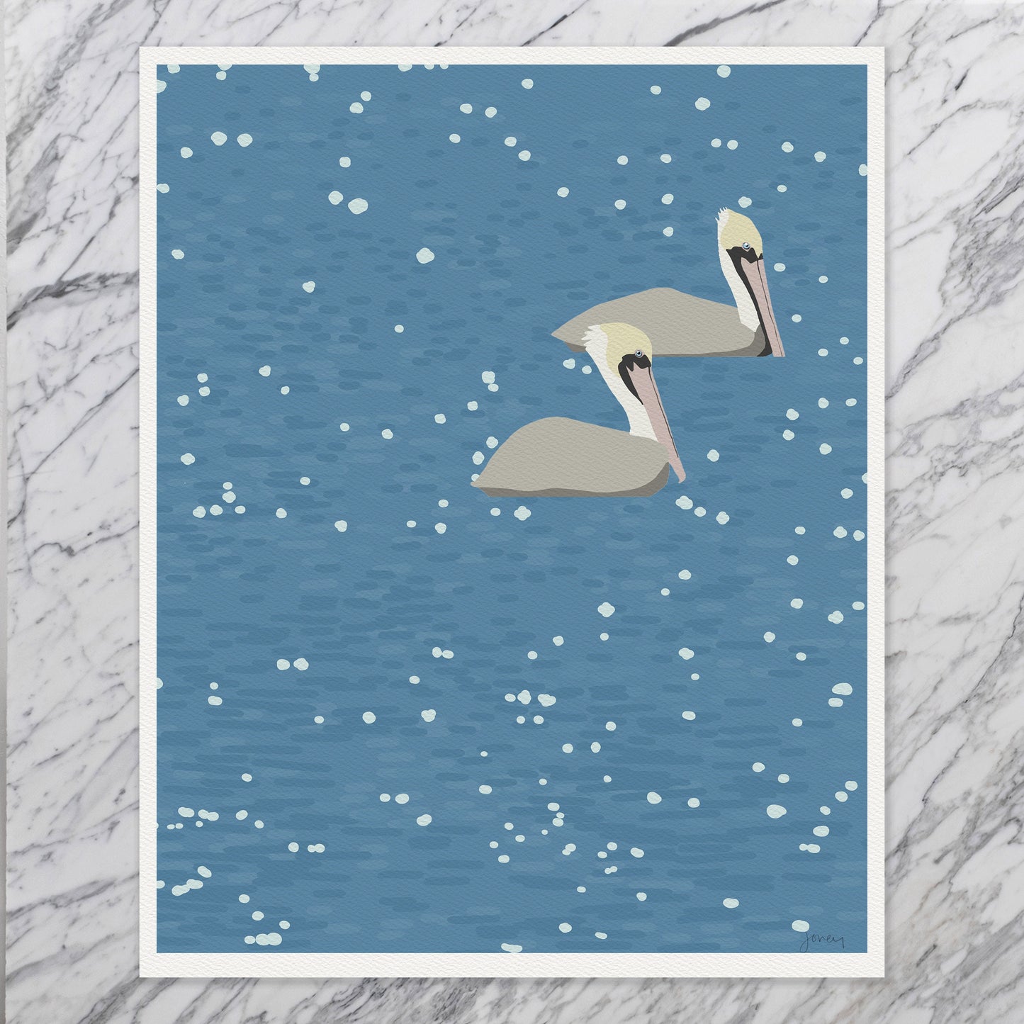 Two Pelicans Art Print - Unframed or Framed - 220105