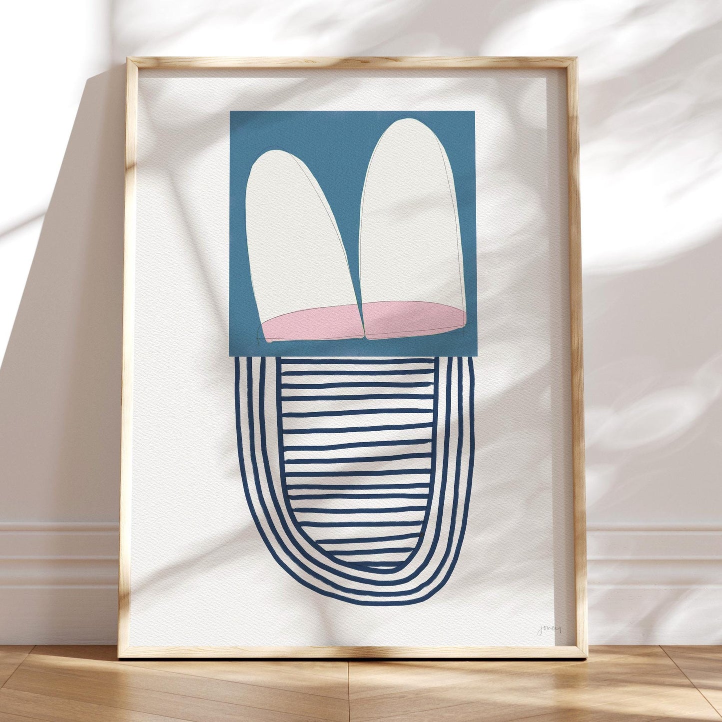 Blue and Pink Abstract Art Print - Unframed or Framed - 180308