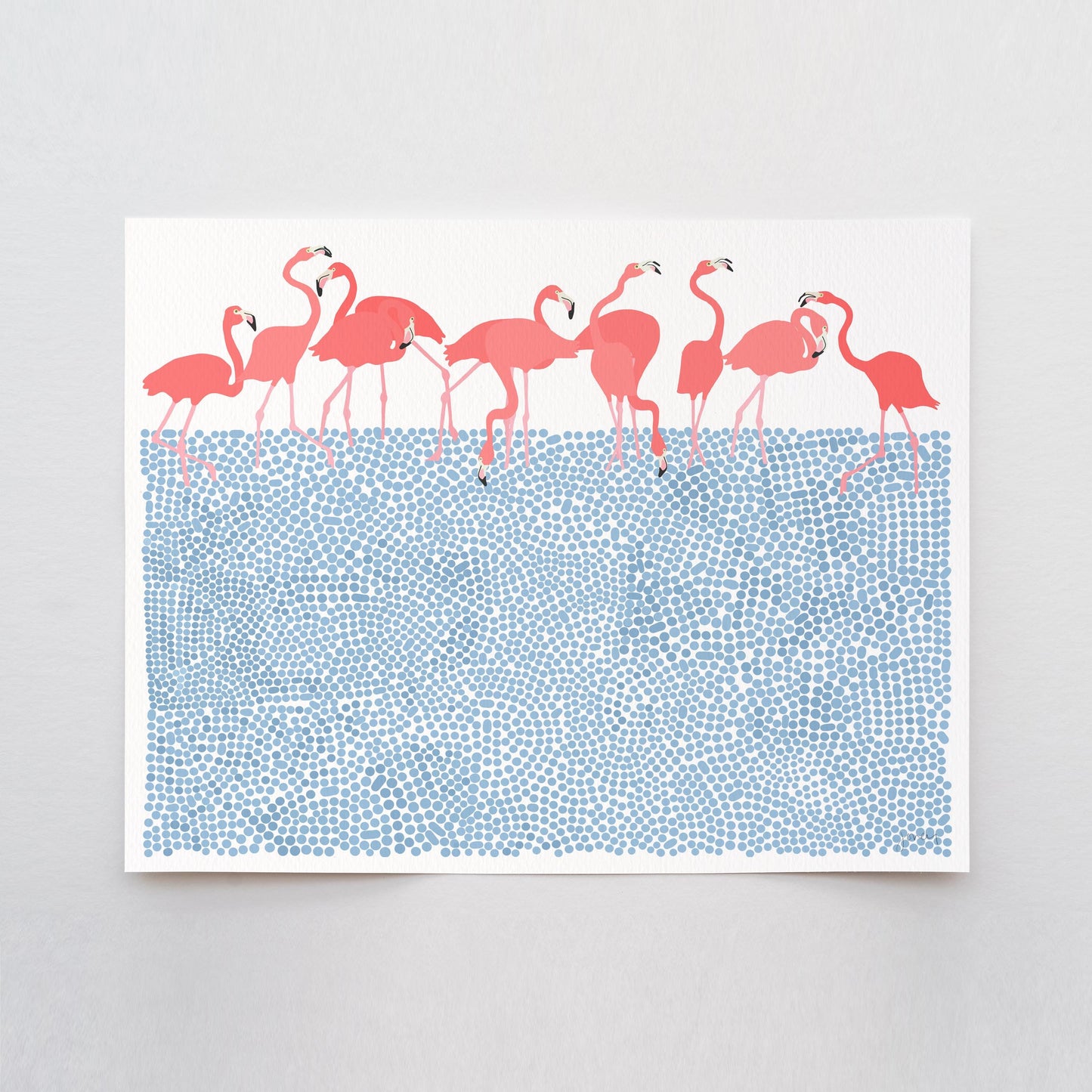 Flamingos Feeding Art Print - Unframed or Framed - 250116
