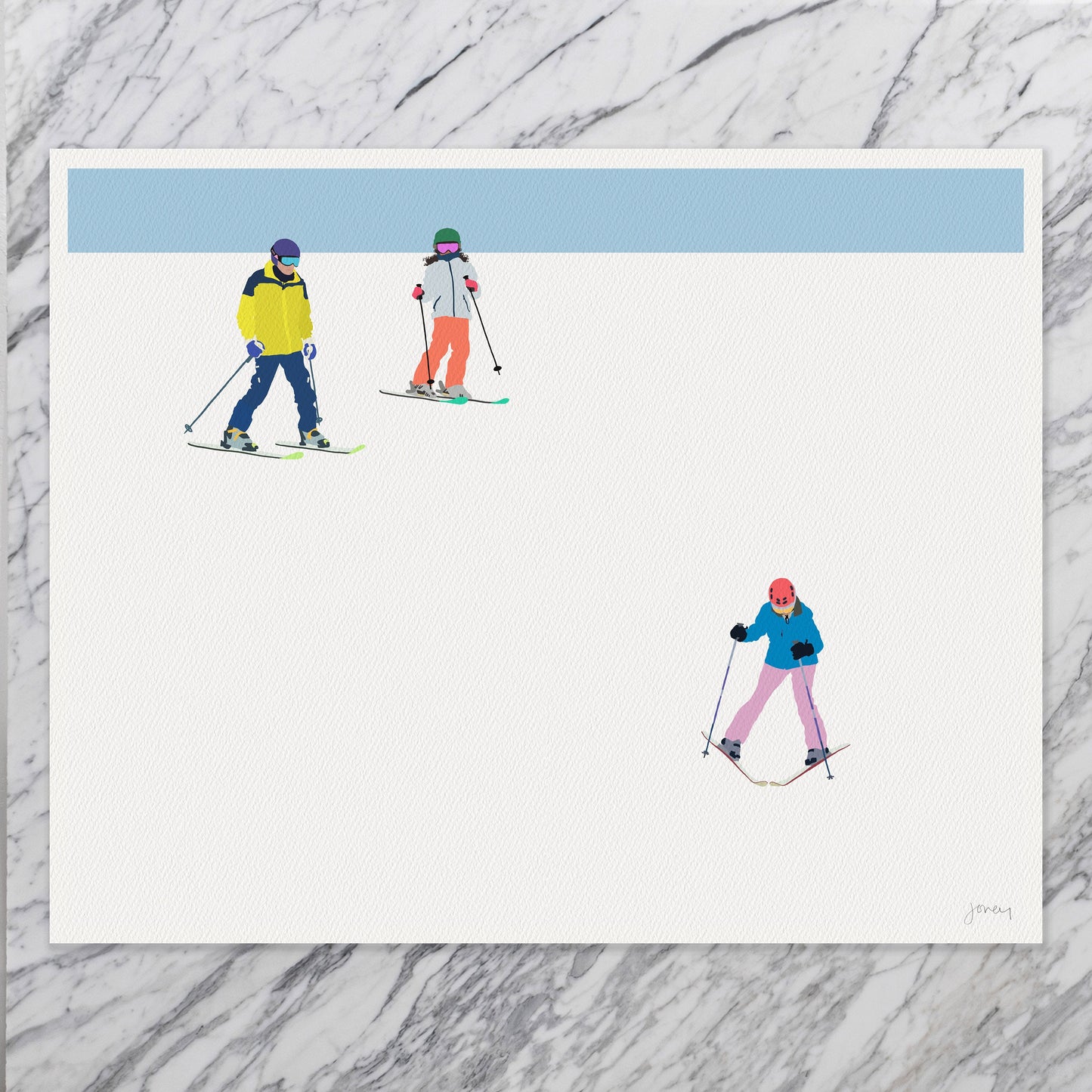 Ski Family Art Print -  Unframed or Framed - 220108