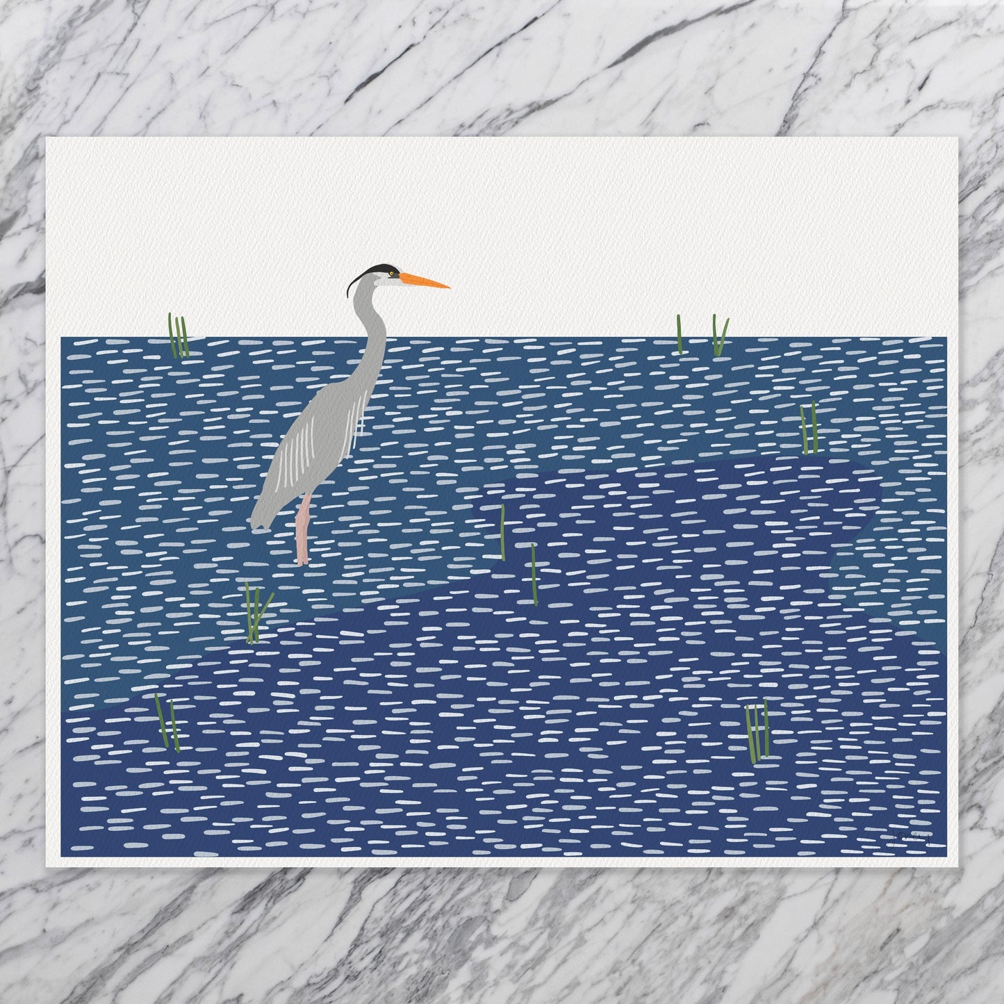 Heron Art Print – Signed Minimalist Coastal Wall Art - 251020