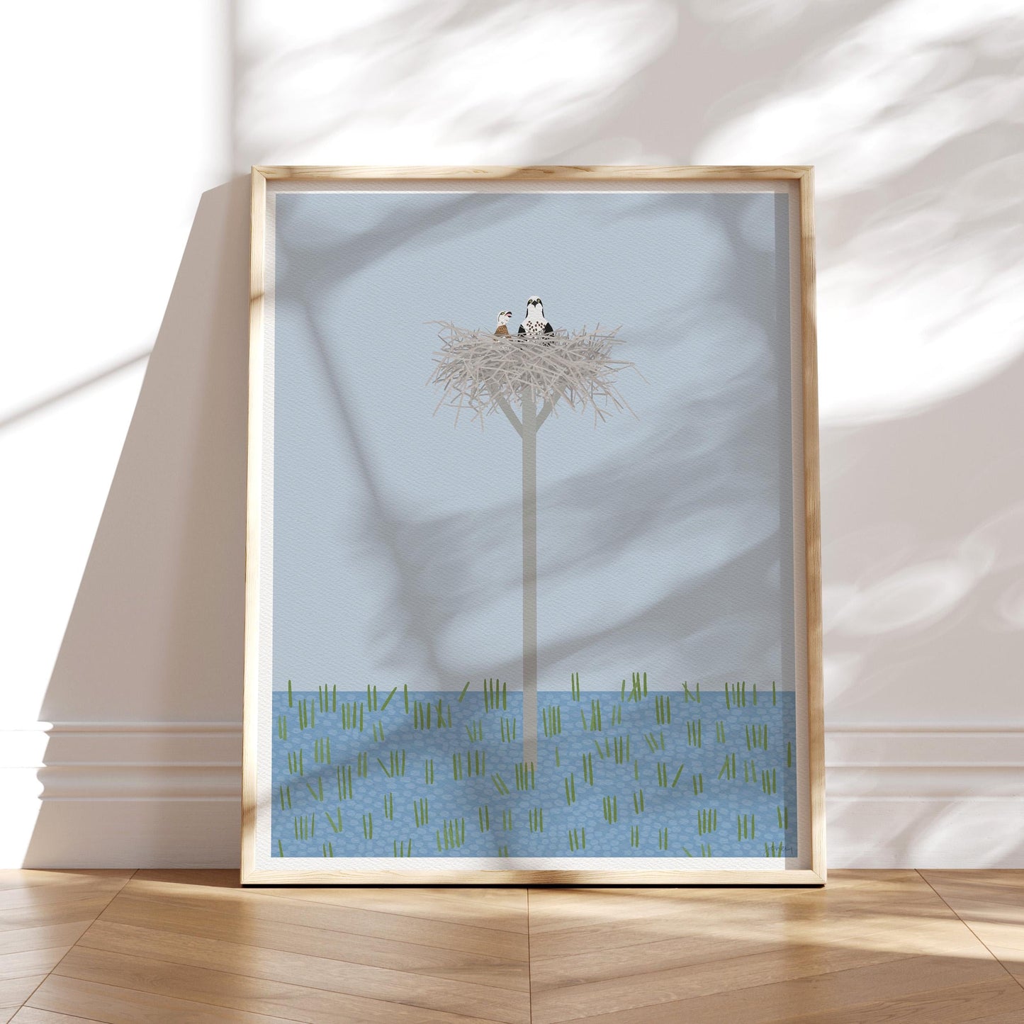 Osprey and Chick in Nest Art Print - Signed - 260621