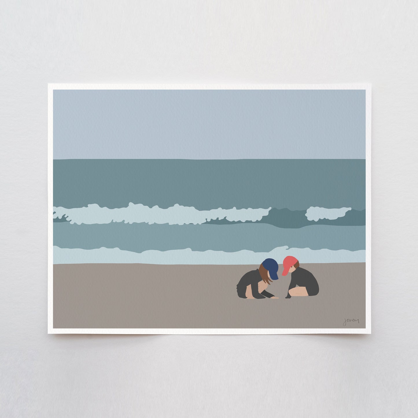 Kids Playing in Sand Art Print - Unframed or Framed - 160502