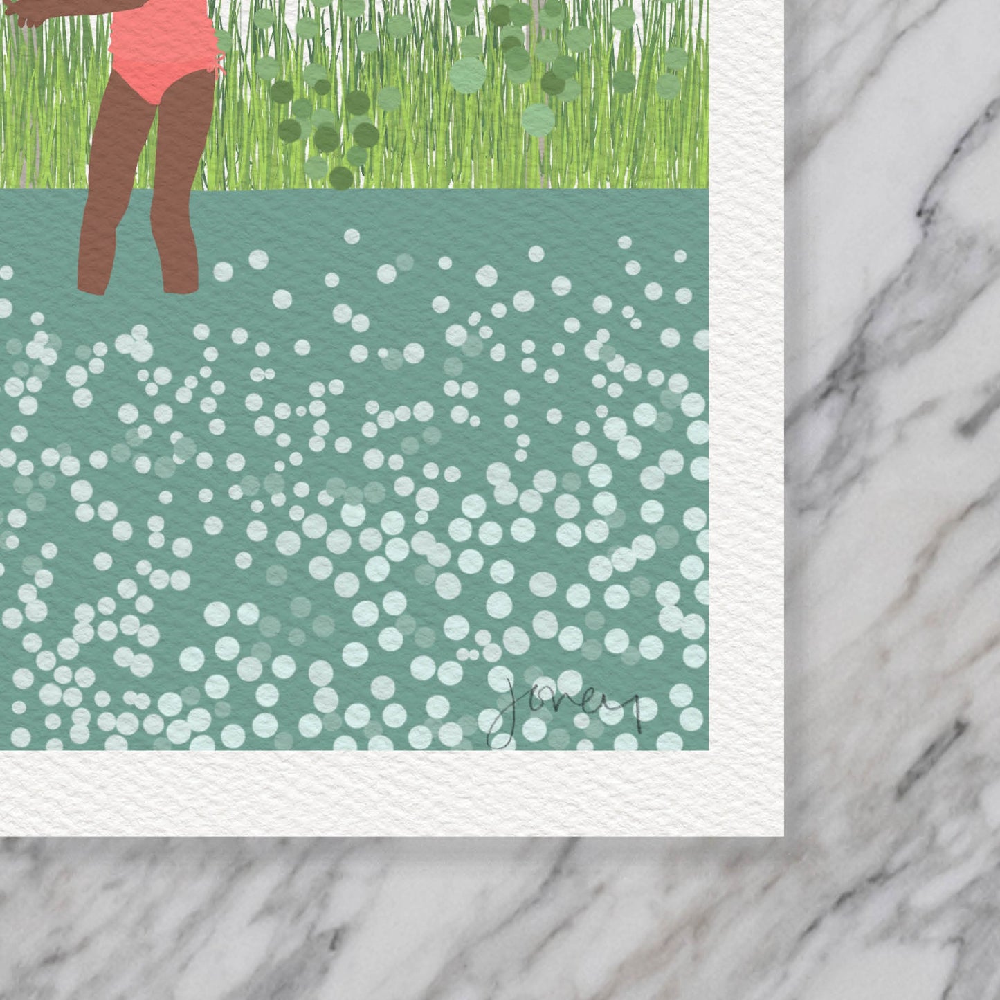 Children Playing in the River Art Print - Unframed or Framed - 210626