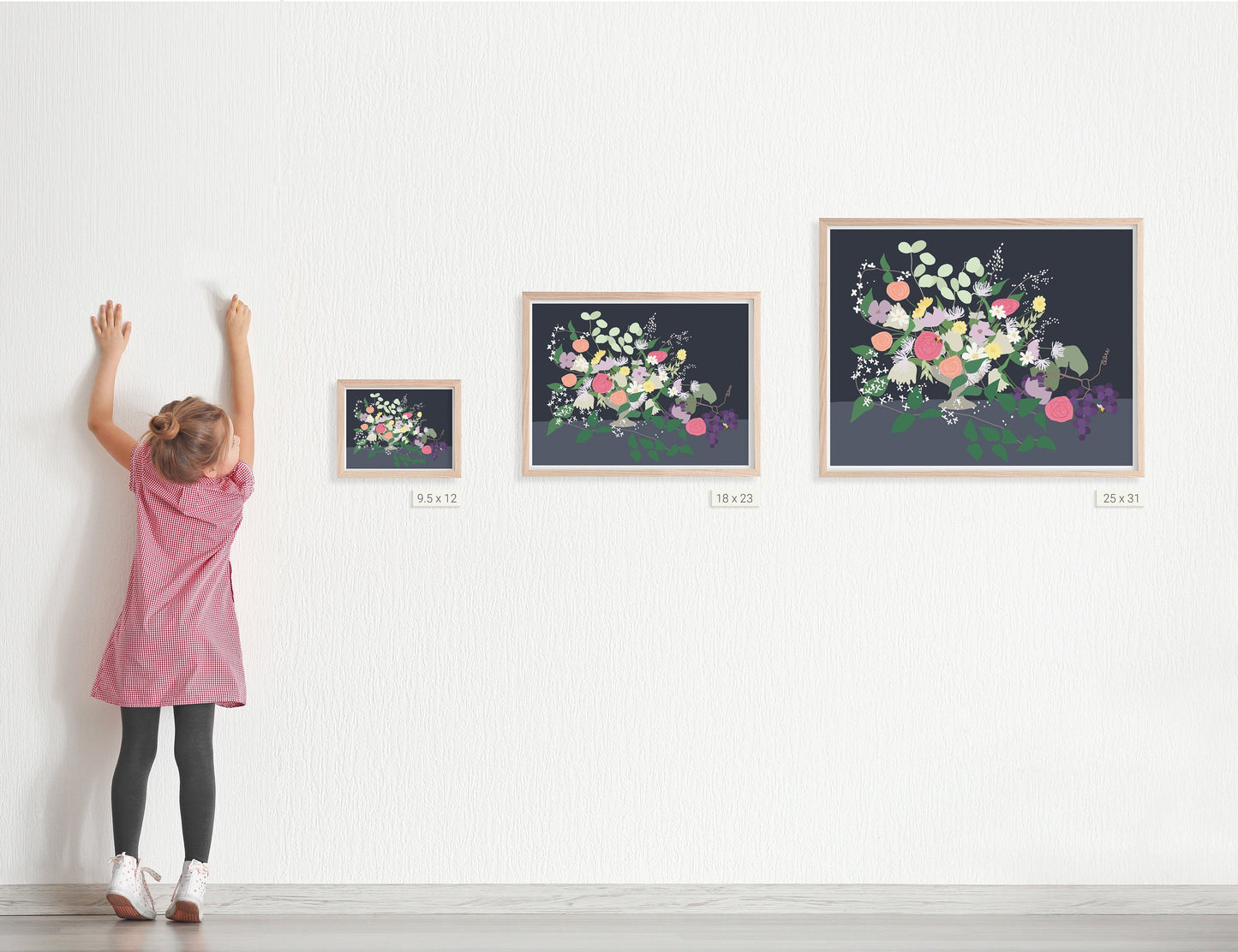 Roses and Eucalyptus Abstract Art Print - Unframed or Framed - 191125