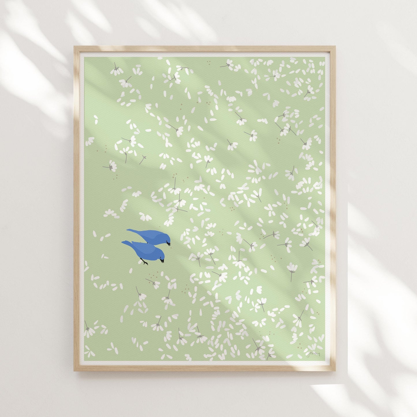 Cherry Blossoms and Blue Birds Art Print - Unframed or Framed - 150423