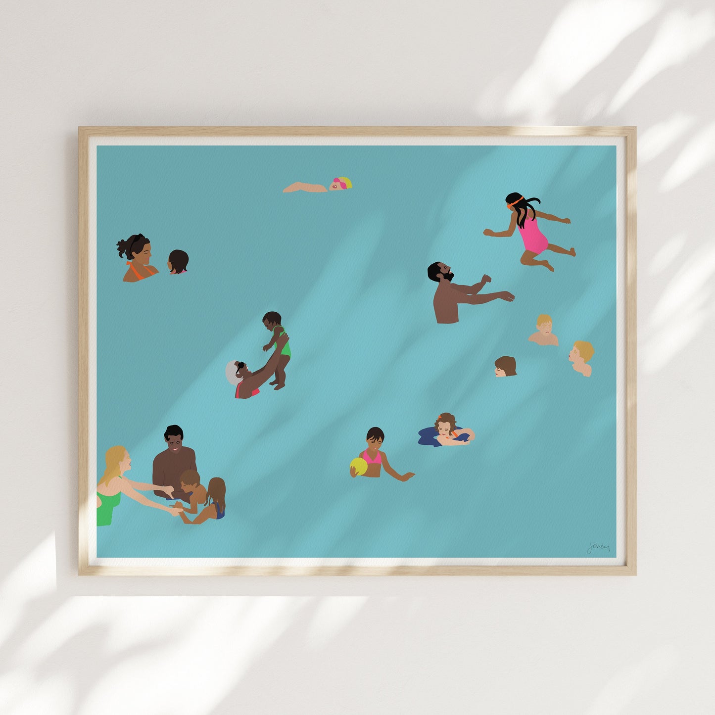 Family Swimming Art Print - Unframed or Framed - 160503