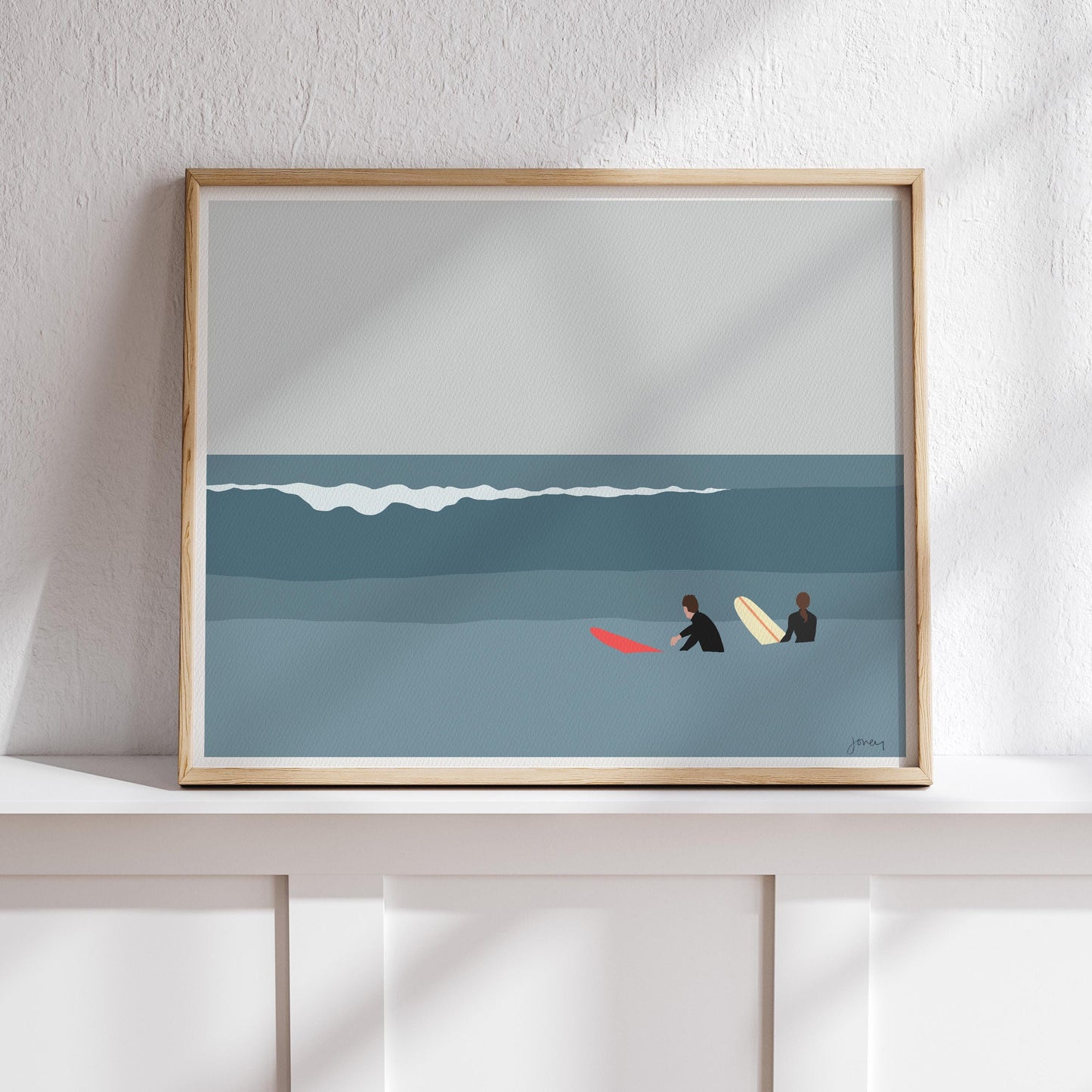 Surfers Waiting Art Print - Unframed or Framed - 250206