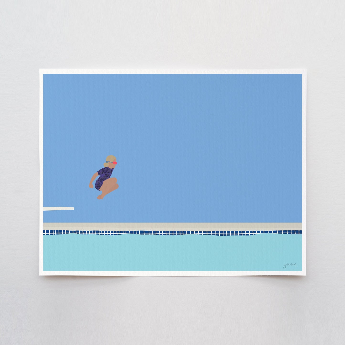Girl Jumping Off Diving Board Art Print - Unframed or Framed - 150713