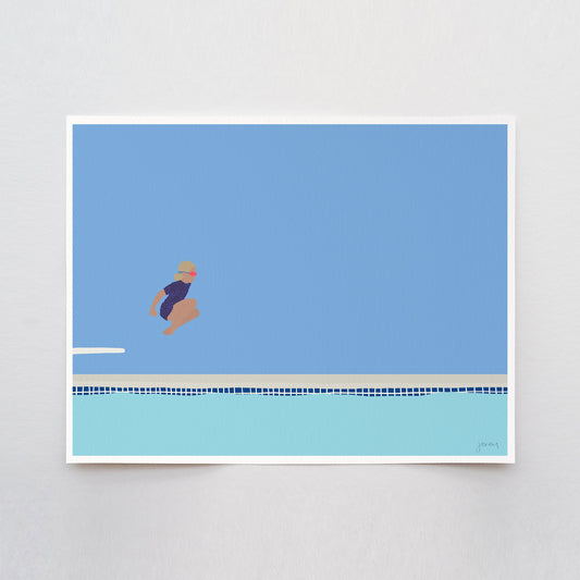 Girl Jumping Off Diving Board Art Print - Unframed or Framed - 150713