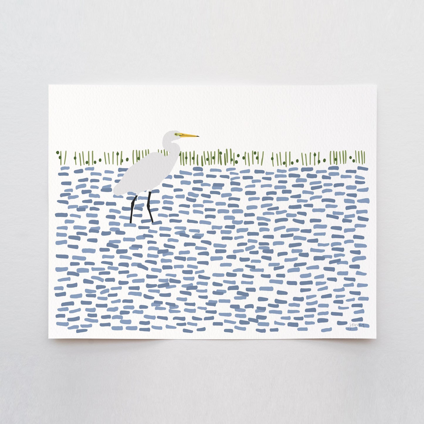 Egret in Shallow Water Art Print - Unframed or Framed - 250416