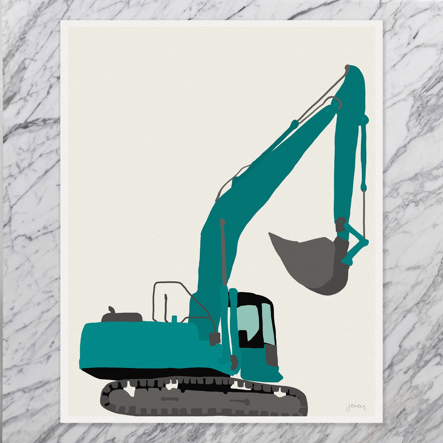 Excavator Art Print - Unframed or Framed - Kids Room Wall Art - 130902