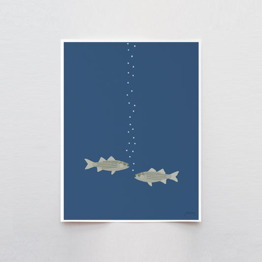 Two Striped Bass Art Print - Unframed or Framed - 241128
