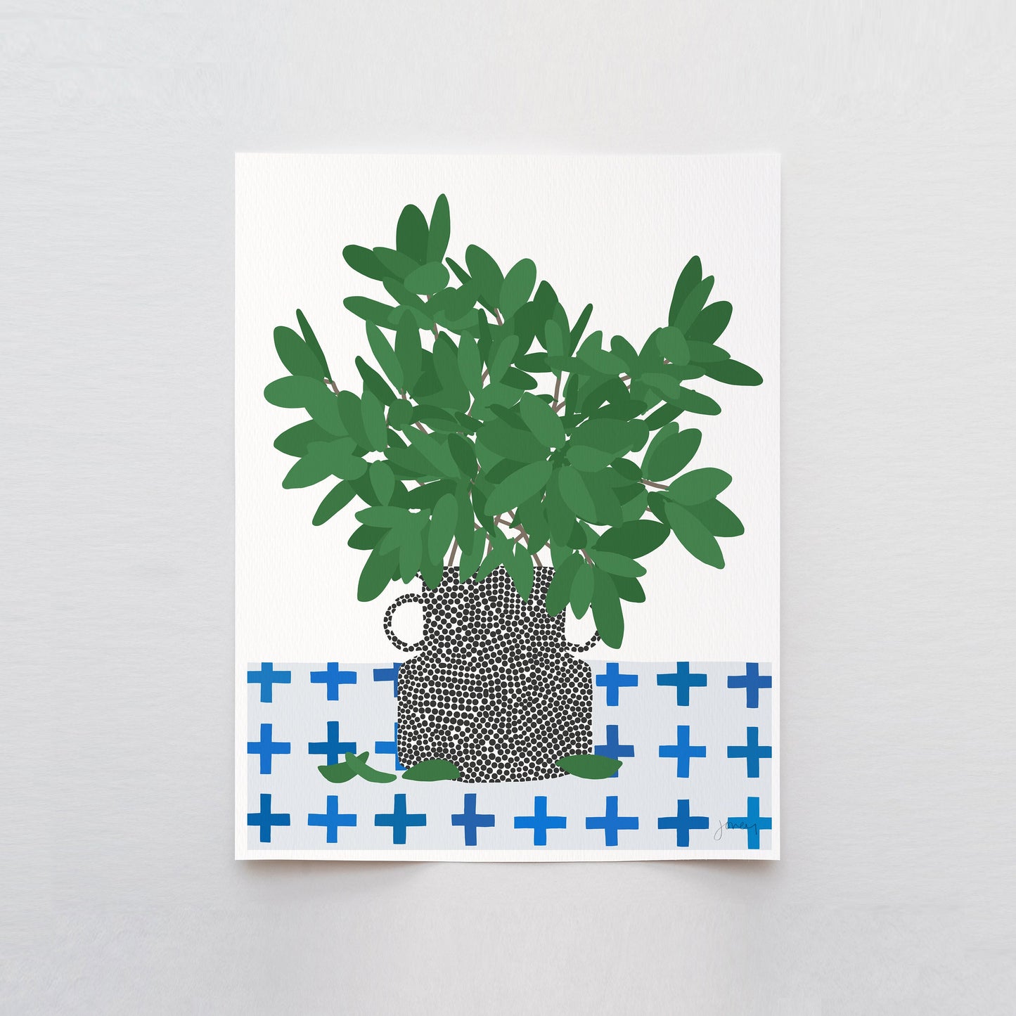 Bay Laurel in Dotted Vase Art Print - Unframed or Framed - 200422