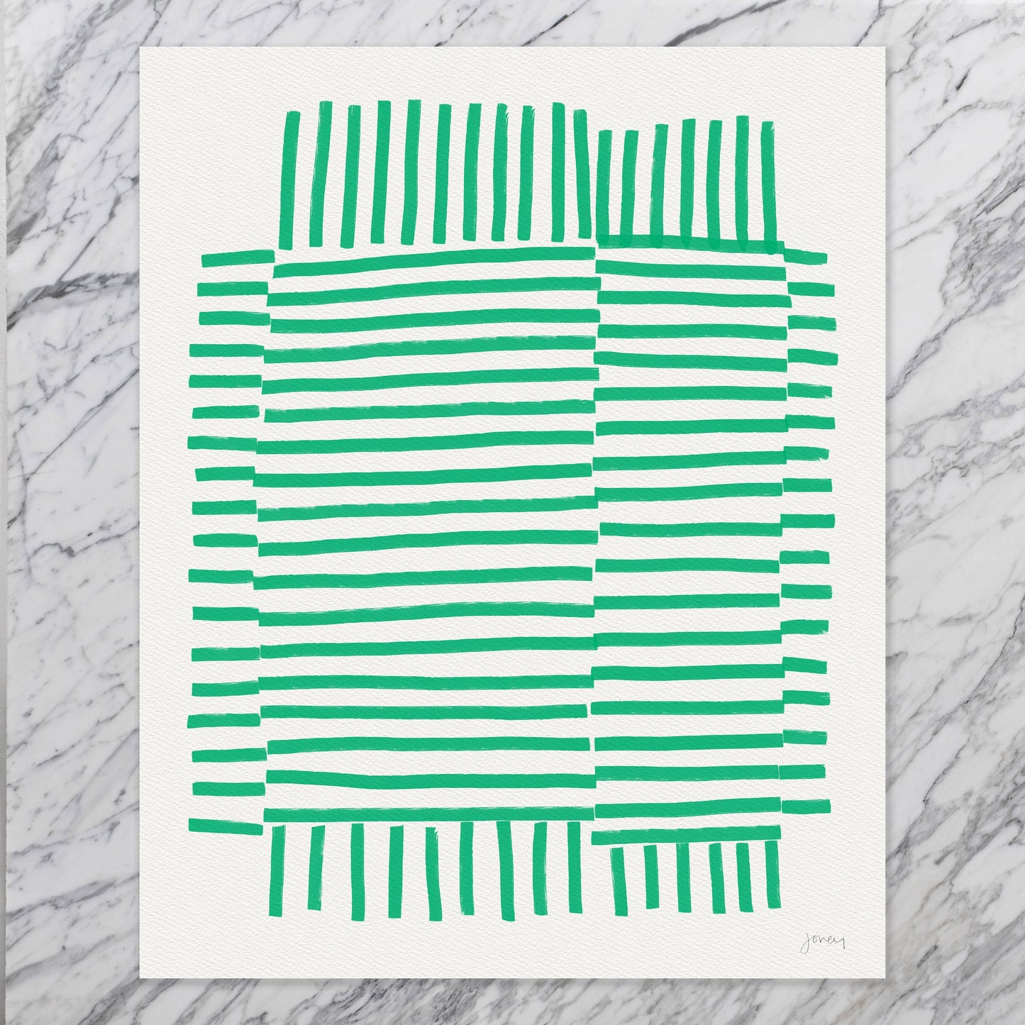 Green Striped Art Print - Unframed or Framed - Abstract Wall Art - 181113