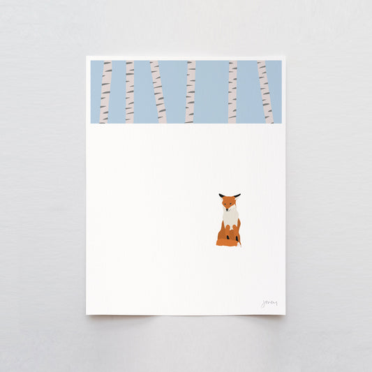 Red Fox Sitting in the Snow Art Print - Unframed or Framed - 230312