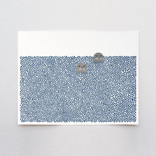 Pair of Harbor Seals Landscape Art Print - Unframed or Framed - 250213