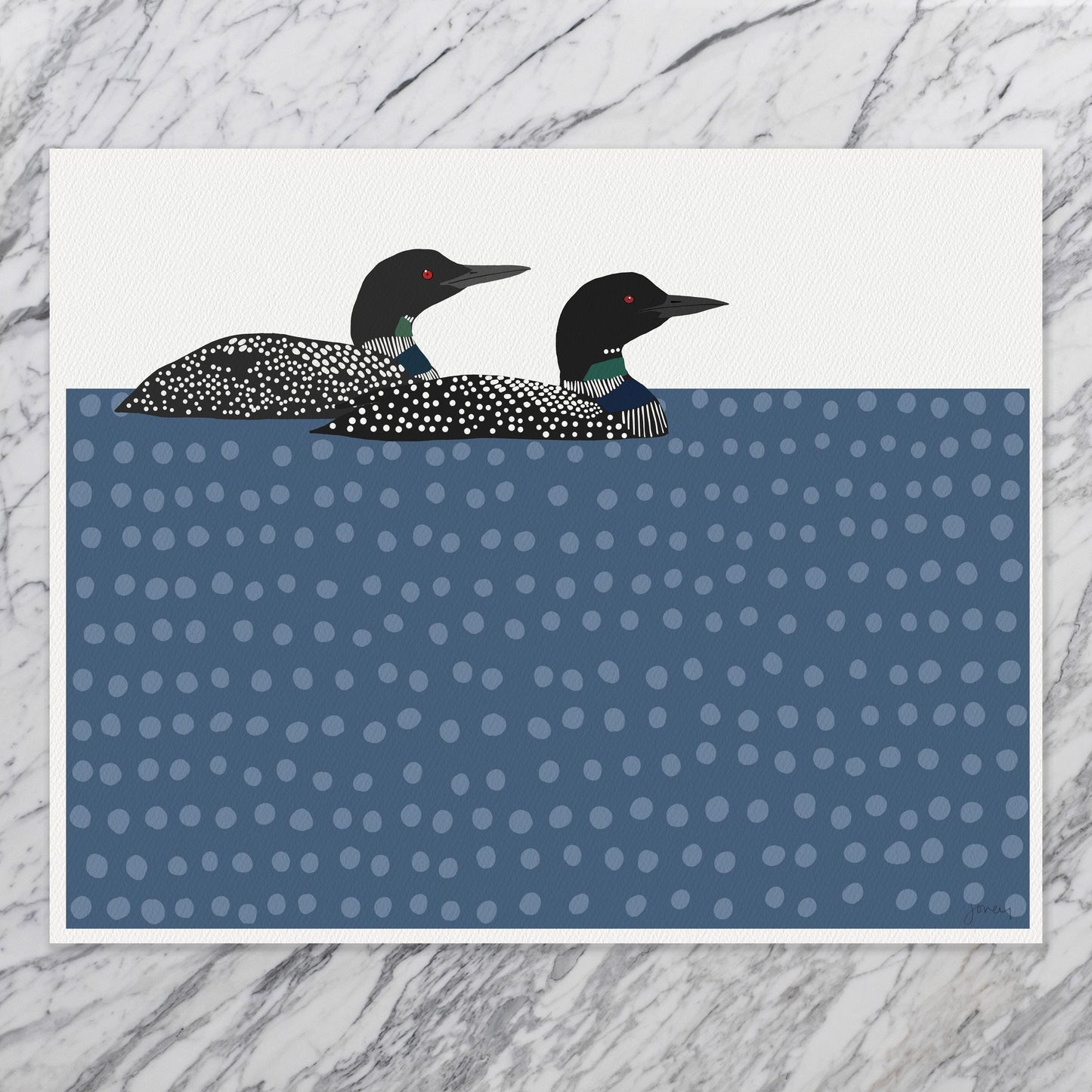 Swimming Loons Art Print - Unframed or Framed - 250226