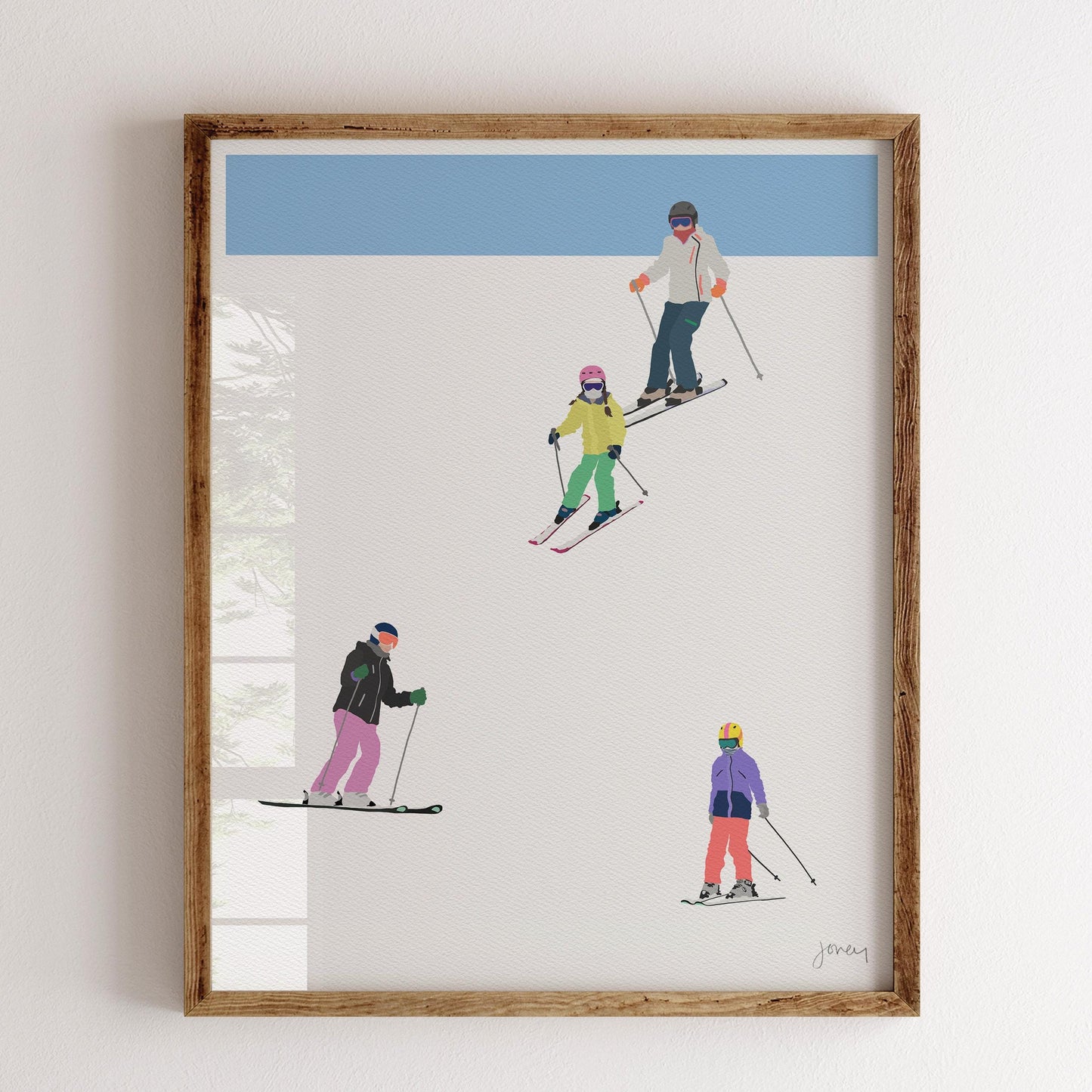 Family Skiing Art Print - Unframed or Framed - 230106