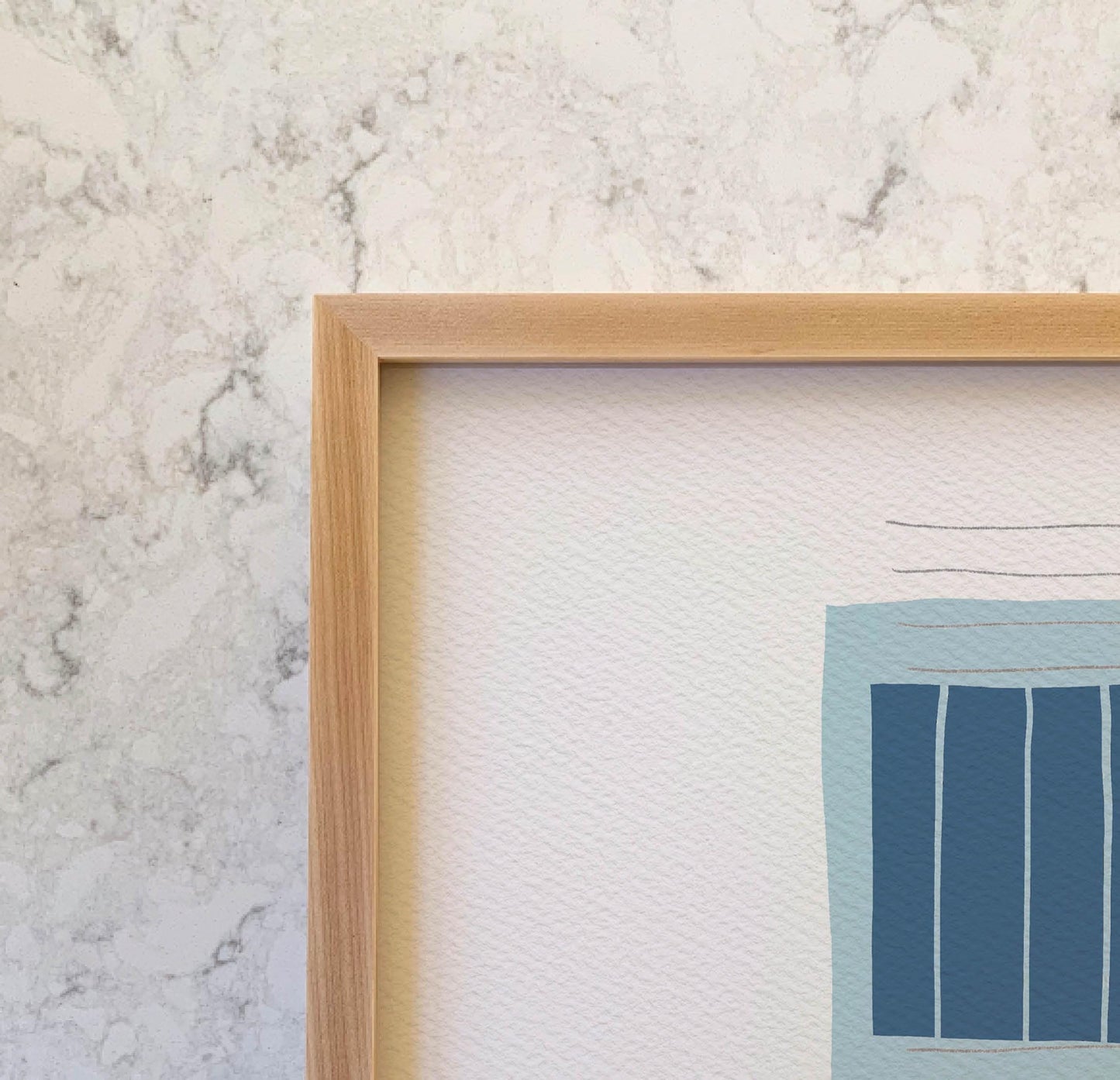 Blue-Green Abstract Block Art Print - Unframed or Framed - 190703