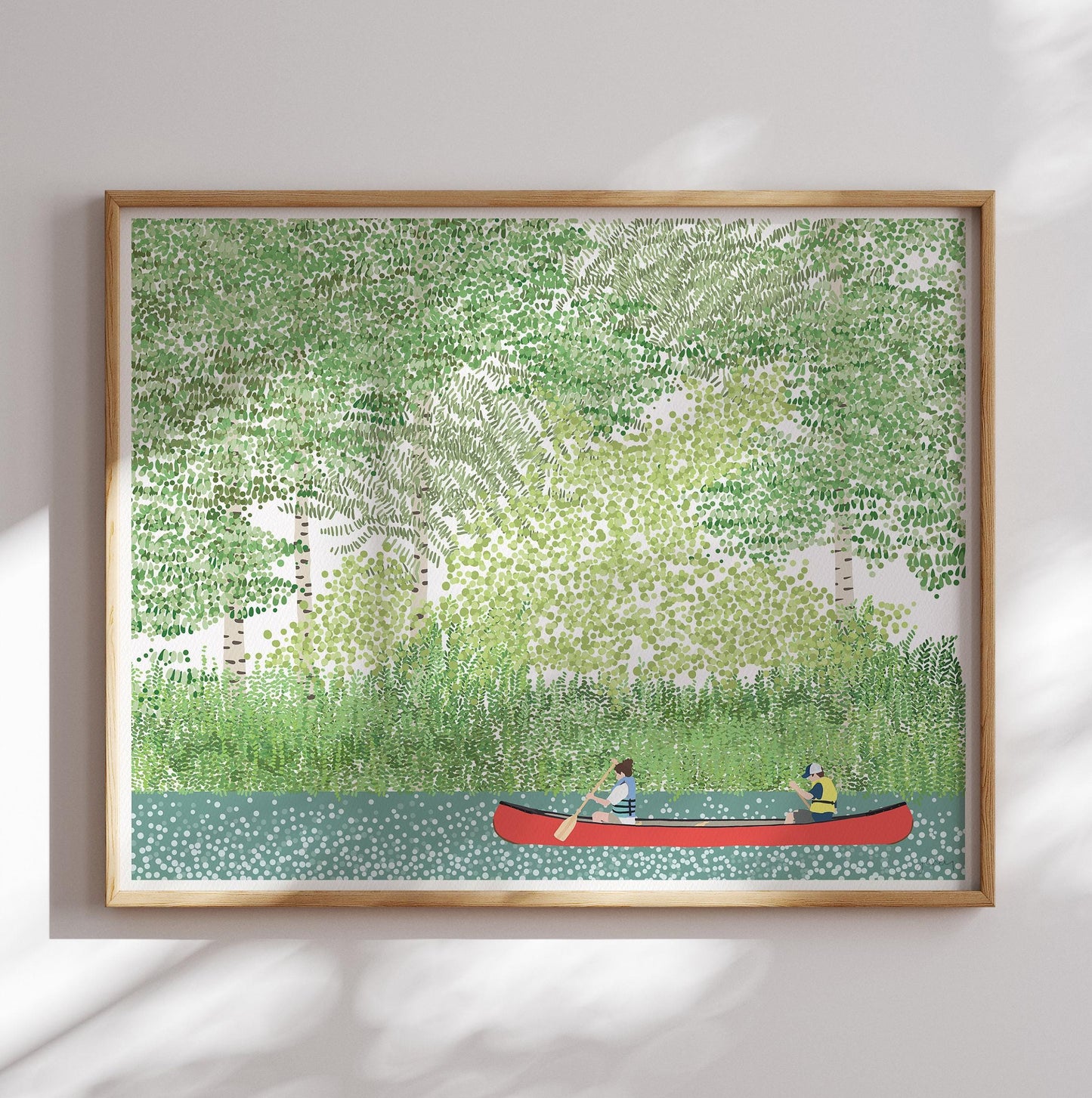 Canoeing Brother and Sister Art Print - Unframed or Framed - 210708