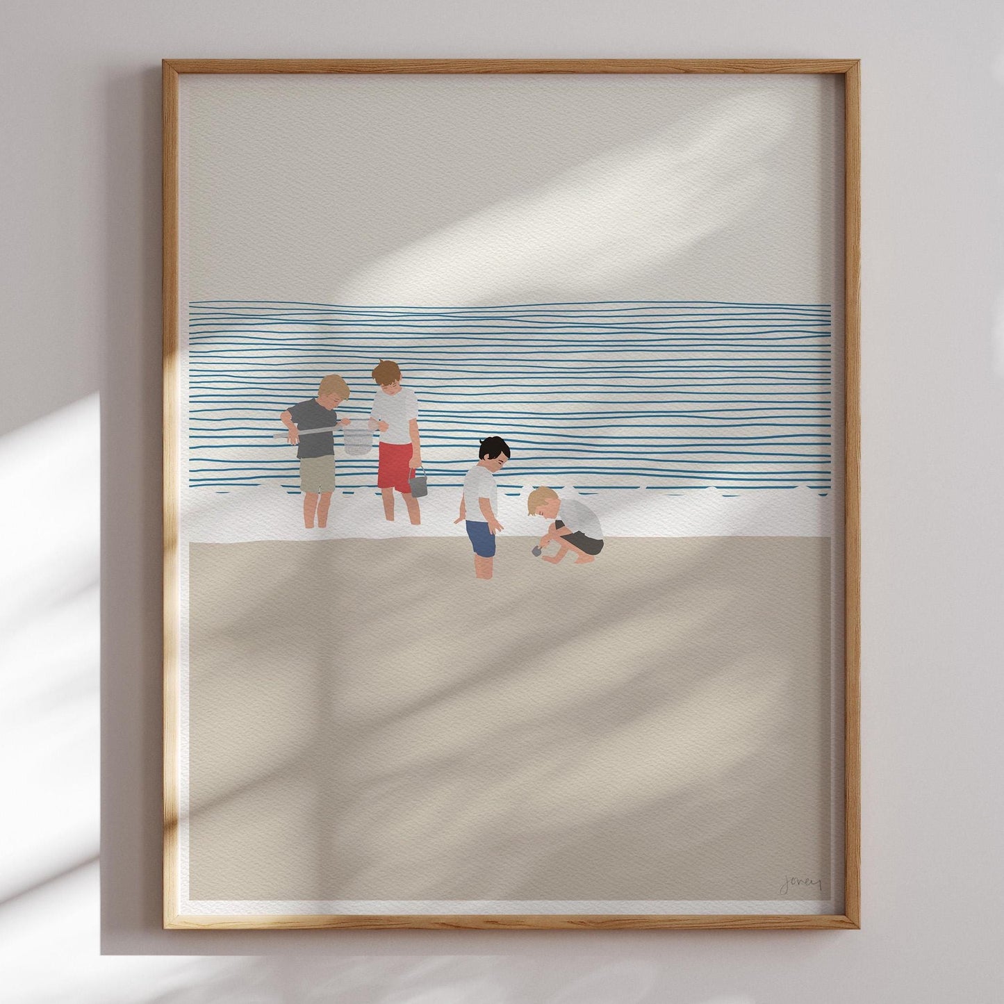 Four Brothers on the Beach Art Print - Unframed or Framed - 140619