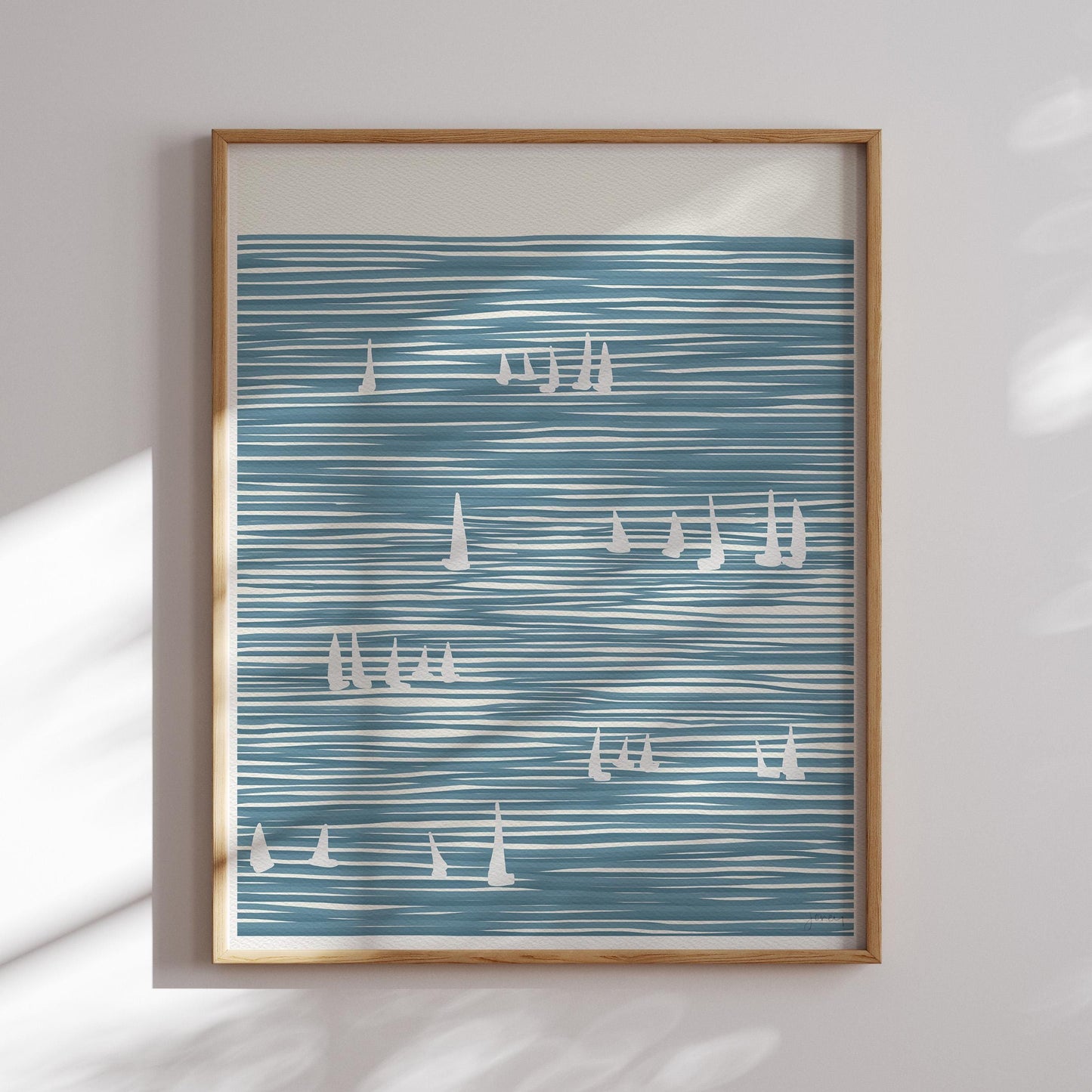 Sailboats on Striped Water Art Print - Unframed or Framed - 140324