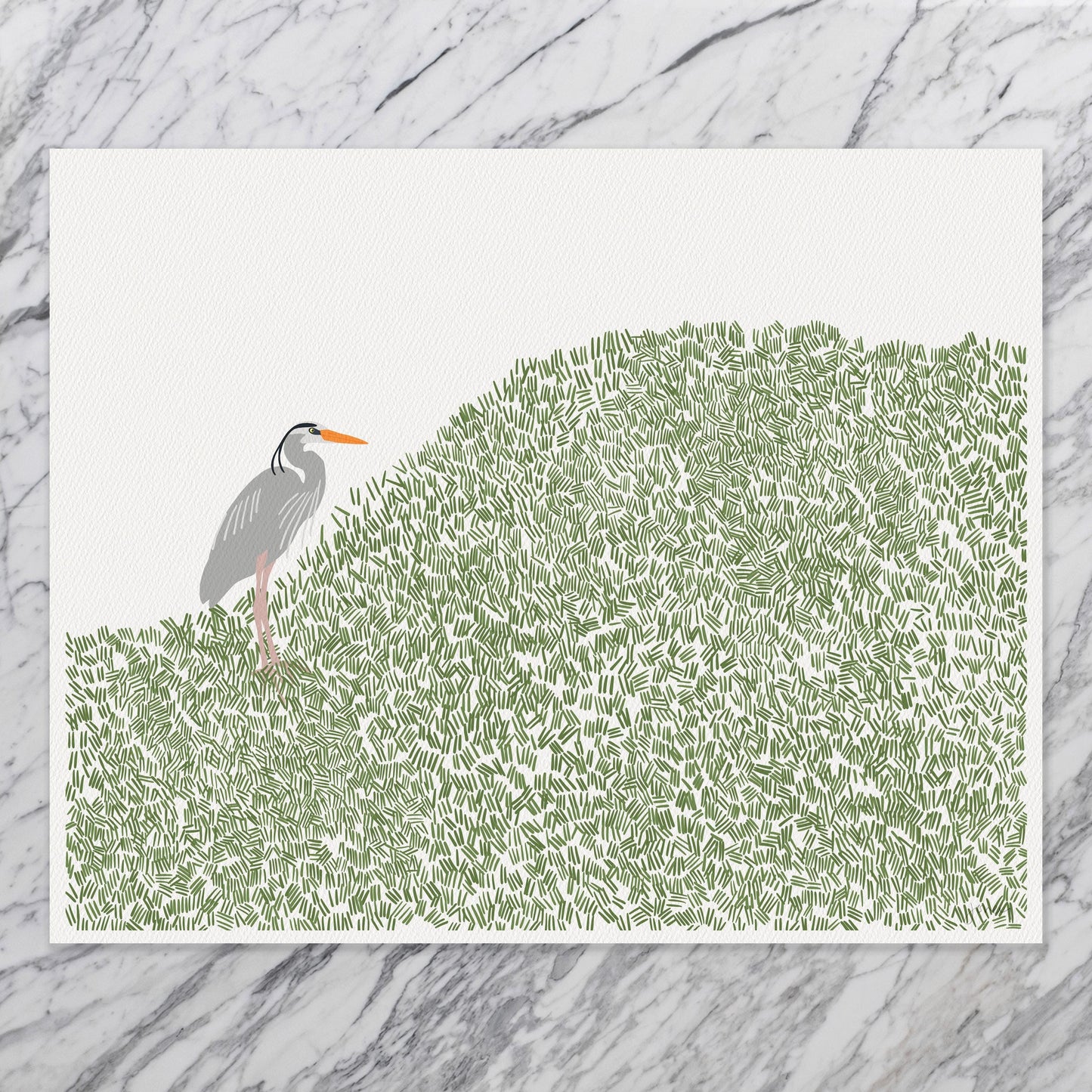 Heron on a Hill Print – Minimalist Coastal Wall Art | Signed - 251012
