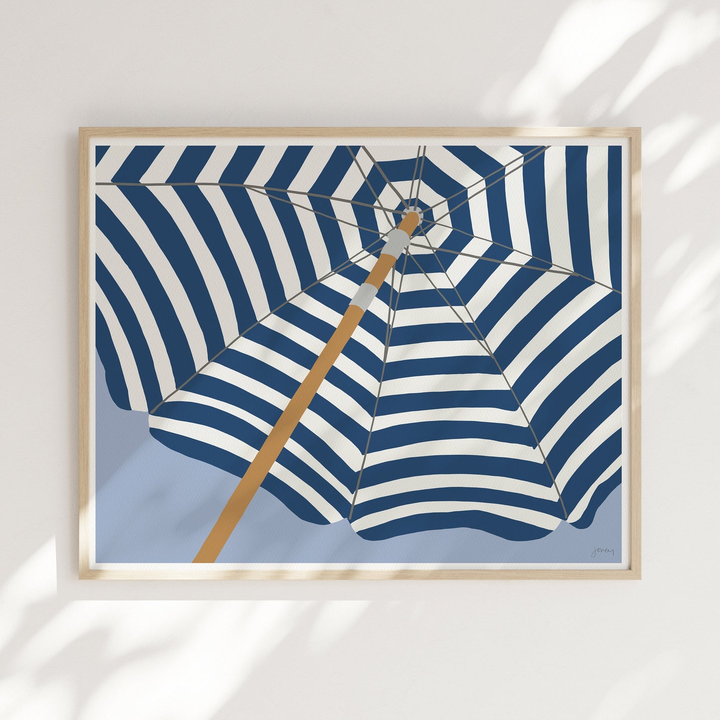 Navy Umbrella Art Print - Unframed or Framed - 240714