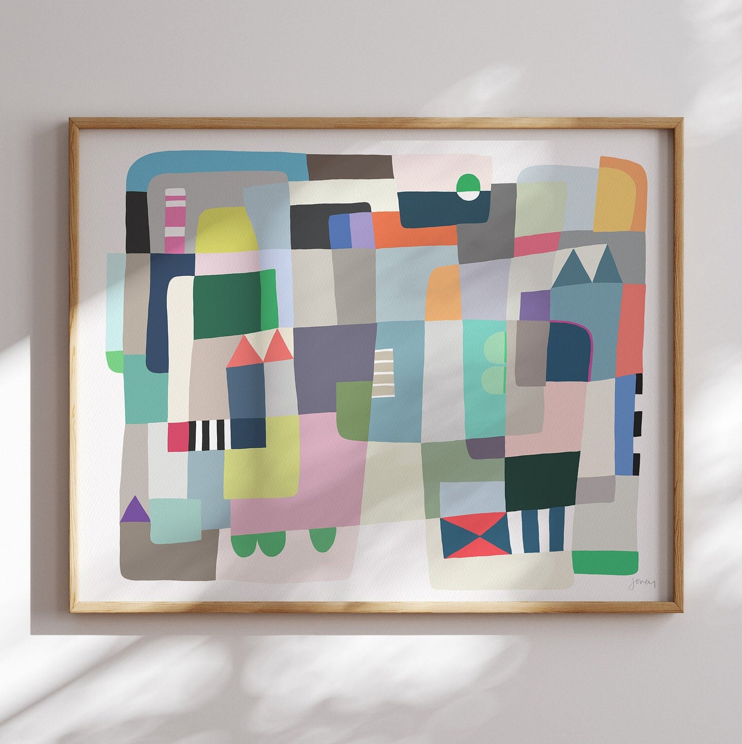 Abstract with Colorful Shapes Art Print - Unframed or Framed - 210430