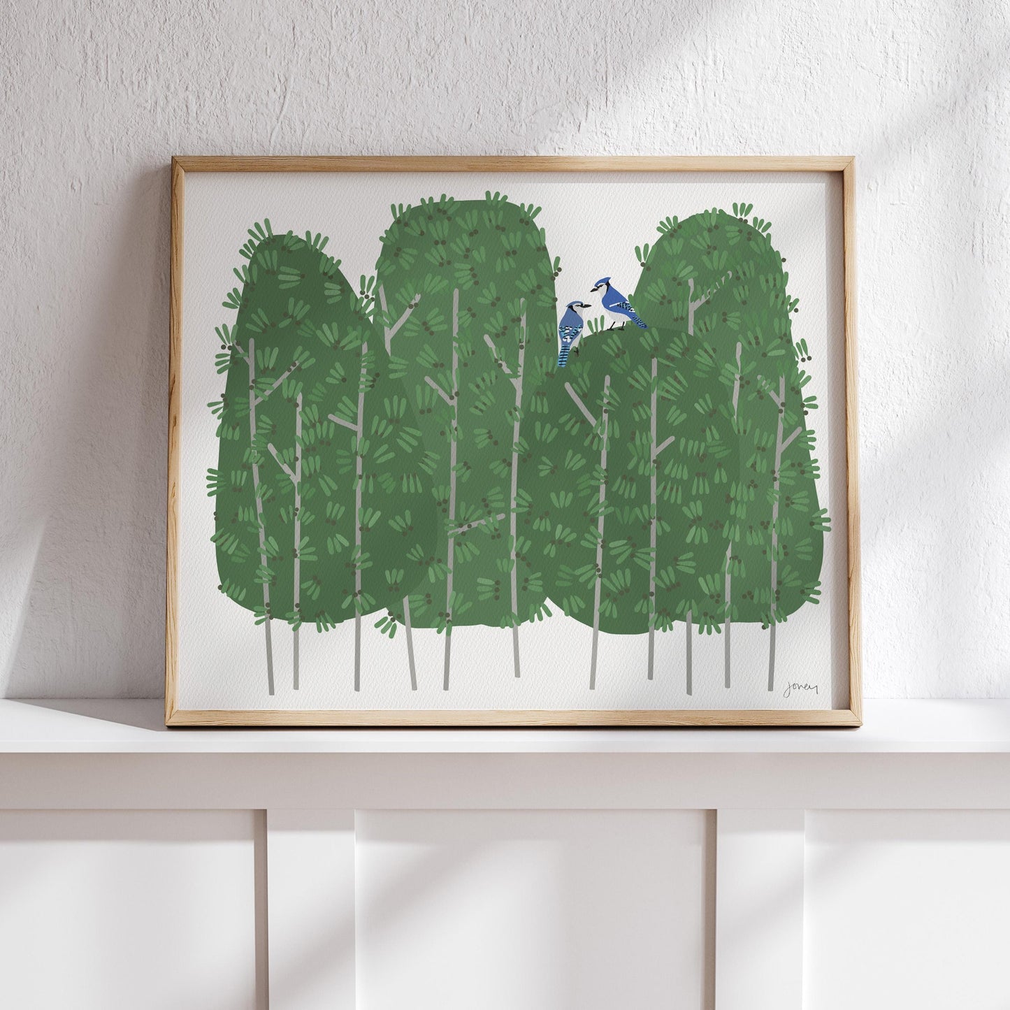 Garden Blue Jays Art Print - Unframed or Framed - 250420