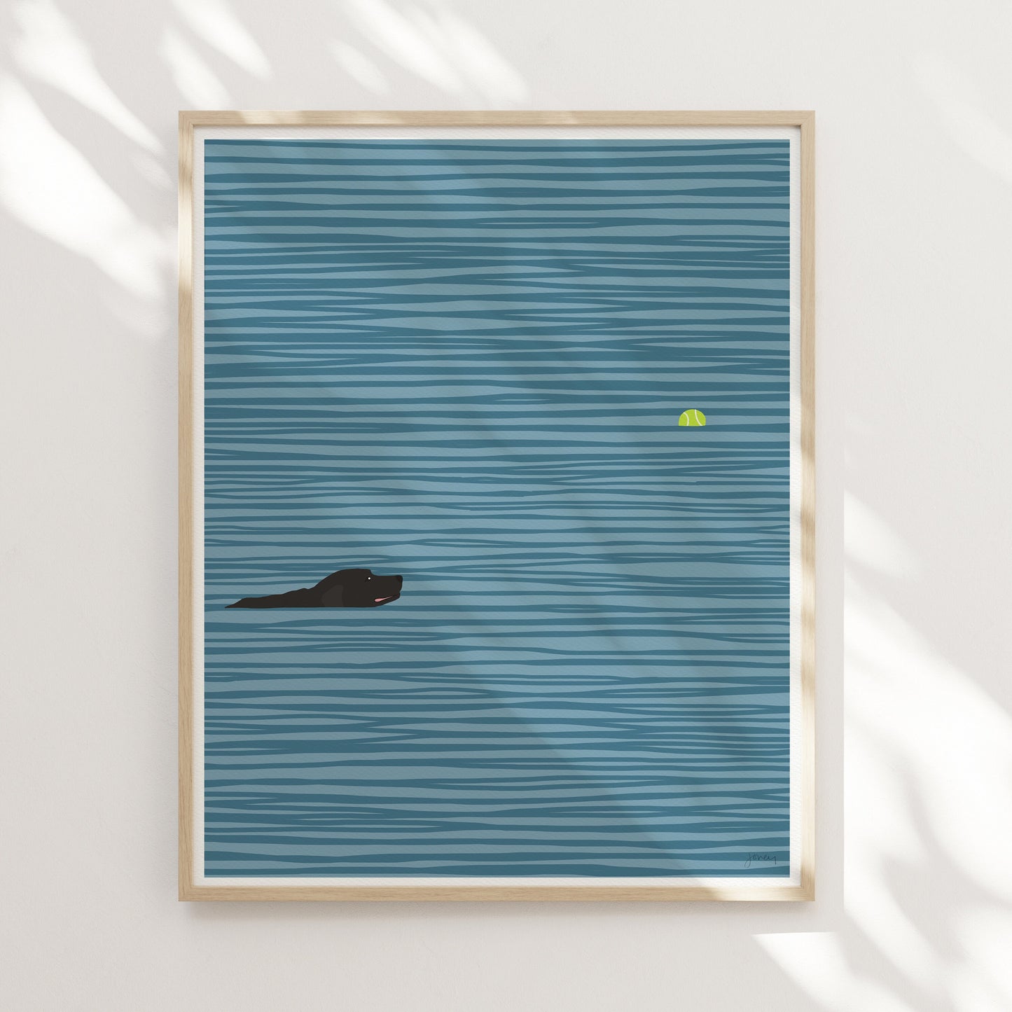 Black Labrador Swimming Art Print - Unframed or Framed - 140306