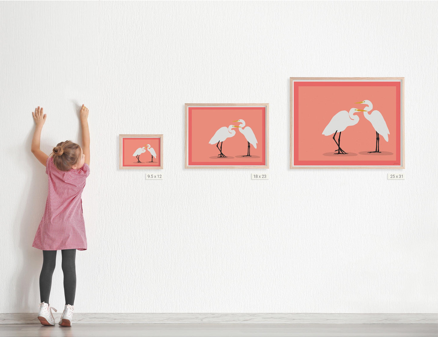 Two Coral Egrets Art Print – Signed by Jorey Hurley - 260222